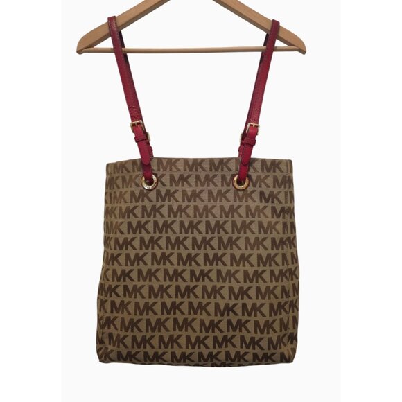 Michael Kors Handbags - Michael Kors JET SET North South MK Signature Tote Jacquard Shoulder Bag